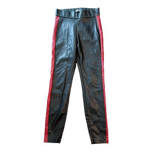 Zara Black Faux Leather Leggings with Red Side Panels